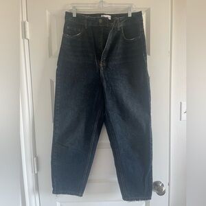 Zara dark denim slight barrel jean. Size 32